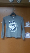 Load image into Gallery viewer, Grey Long Sleeve Youth T-Shirt w/ Husky Logo - Large