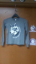 Load image into Gallery viewer, Grey Long Sleeve Youth T-Shirt w/ Husky Logo - Large
